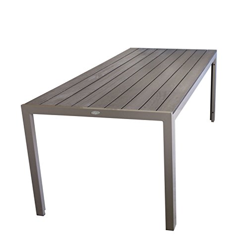 Wohaga® Esszimmertisch Esstisch Gartentisch Aluminiumgestell mit Niveauausgleich Polywood-Tischplatte Mokka 205x90x74cm Gartenmöbel Esszimmermöbel