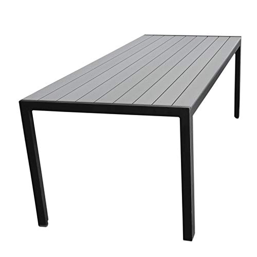 Wohaga® Gartentisch 'Berlin' Terrassentisch Polywood Tischplatte 200x90cm Aluminium - Schwarz/Silbergrau