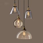 Beakjiful E27 Pendelleuchte Industrielle Pendelleuchte Wohnzimmer Esszimmer Cafe Schlafzimmer Gehweg Runde Glas Pendelleuchte
