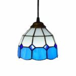 Deckenleuchte, Tiffany-Art-Mini-Anhänger-Licht, Blau und Weiß Glaspendelleuchte, 6-Zoll-Deckenpendelleuchte Fixture Schatten, for Esszimmer Kitchen Island Schlafzimmer, E26 / E27-Beleuchtungskörper