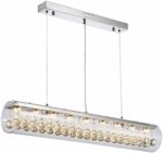 Liunce Deckenleuchte Moderne LED-Elegante Kristallperlen Verchromte Kronleuchter Kristall-Pendelleuchten Pendelleuchte Shade mit klaren zylindrischen Glaspendelleuchte 3000K / 6000K