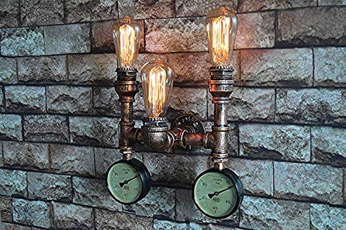 Vintage Steampunk Wandleuchte Wandlampe Wandlampe Wandlampe Wandlampe Wandlampe im Retro-Stil mit rustikalem Luftdruckmessgerät B: 26 cm H: 30 cm