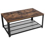 VASAGLE Couchtisch, Wohnzimmertisch, Sofatisch mit großer Ablage, Beistelltisch im Industriedesign, stabil, mit Metallgestell, einfach zu montieren, Used Look, Holzoptik LCT61X