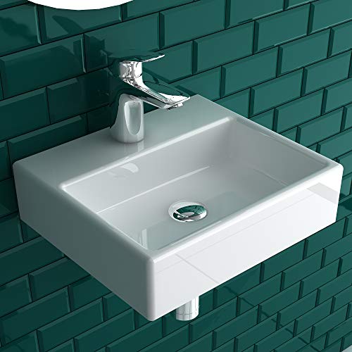 Alpenberger Handwaschbecken | Schick im Miniformat | Waschbecken zur Wandmontage aus hochwertiger Keramik| Möbelwaschtisch & Handwaschbecken für Gäste-WC