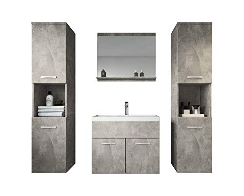 Badezimmer Badmöbel Montreal XL 60 cm Waschbecken - Unterschrank Hochschrank Waschtisch Möbel