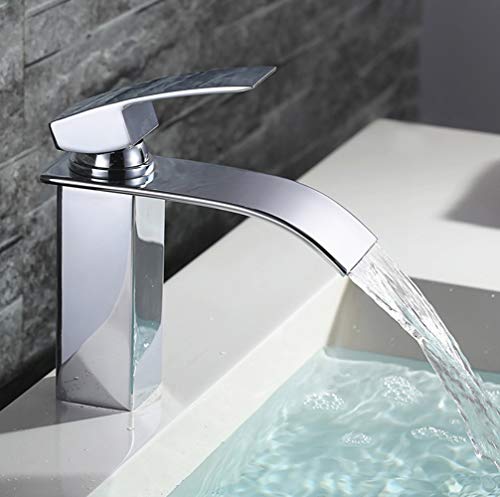 Homelody Wasserhahn Wasserfall Bad Mischbatterie Badarmatur Einhebelmischer Waschbecken Waschtisch Armatur für Badezimmer Mischbatterie