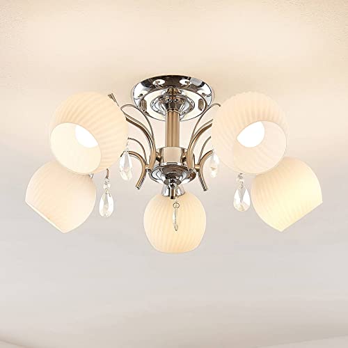 Lindby Deckenlampe 'Feodora' in Chrom aus Glas u.a. für Wohnzimmer & Esszimmer (5 flammig, E14) - Deckenleuchte, Lampe, Wohnzimmerlampe