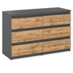 MRBLS_HOME Kommode mit 6 Schubladen Sideboard Schubladenschrank Kleiderschrank Modern Möbel mit Schubladen für Ihr Schlafzimmer (Grau Matt - Wotan) – 100 x 33,5 x 71,5 cm (B/H/T)