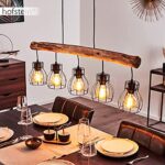 Pendelleuchte Gondo, Hängelampe aus Metall/Holz in Schwarz/Braun, 5-flammig, 5 x E27 max. 40 Watt, moderne Hängeleuchte geeignet für LED Leuchtmittel