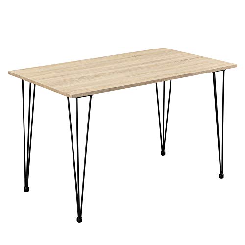 [en.casa] Design Esstisch 'Kiel' in Eichen-Optik 120x70cm - Küchentisch Esszimmertisch Tisch mit Hairpin-Legs