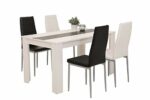 5-teilig Essgruppe Helene, Tisch Holzwerkstoff Weiß mit je 2 Stühlen in Schwarz & Weiß, Metallgestell
