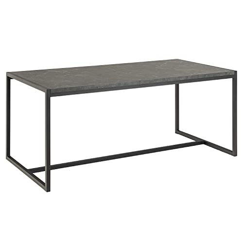 Amazon-Marke - Movian Esstisch, matte, marmorierte Tischplatte, schwarzes Metallgestell, 180 x 90 x 75 cm