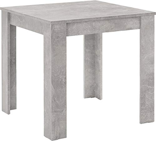 Wood Furniture Kompakt Esstisch 4 Personen, Esstisch betonoptik, Quadratisch, 80 x 80 x 75 cm (L x B x H)
