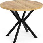 WFL GROUP Runder Ausziehbarer Esstisch - Loft Style Tisch mit Metallbeinen - 100 bis 180 cm - Industrieller Quadratischer Tisch für Wohnzimmer - Spacesaver - Eiche Craft - 100 cm
