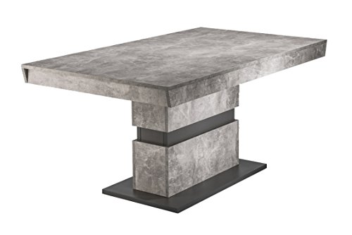 HOMEXPERTS Esszimmertisch MARLEY / moderner Küchentisch 140 cm mit fester Tischplatte / Ess-Tisch in Light Atelier Beton Optik grau / 140 x 90 x 75cm (LxBxH)