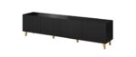BIM Furniture TV-Schrank PAFOS 200 cm mit gefräster Front Hochwertiges MDF Lowboard Schrank TV Tisch Sideboard Kommode Hi-Fi Fernsehtisch Skandinavische Beine (Schwarz)