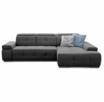 Cavadore Schlafsofa Mistrel mit XL-Longchair, Ecksofa mit leichter Fleckentfernung dank Soft Clean, geeignet für Haushalte mit Kindern, Haustieren, 273 x 77 x 173, dunkelgrau