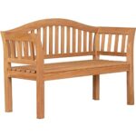 MR. DEKO® Gartenbank Wave Teakholz | Holzbank mit Lehne | Friesenbank für draußen | 2-Sitzer 128x53x85 cm | Sitzbank massiv & wetterfest für den Garten Balkon Terrasse | Parkbank zum Relaxen