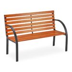 Relaxdays Gartenbank, 2 Sitzer, Holzstreben, rustikal, Balkon & Terrasse, Sitzbank, HBT 83,5x123x56 cm, braun/schwarz