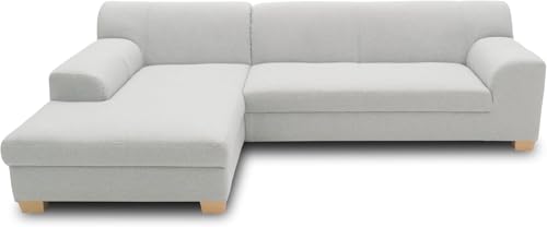 DOMO Collection Ecksofa Tinos, L-Sofa, Eckcouch mit Schlaffunktion, Schlafsofa Couch, L-form, 273 x 157 cm in silber