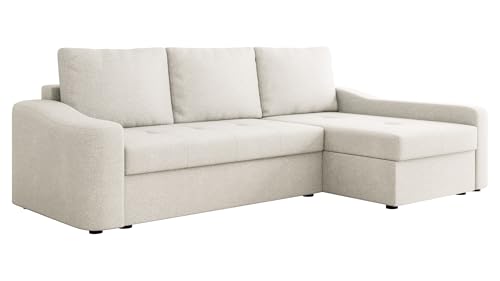 Mirjan24 Ecksofa Hiolea mit 2 Bettkästen und Schlaffunktion, 3 Sitzer Eckcouch, L-Form Sofa für Wohnzimmer, Polsterecke mit Bettfunktion, Wohnlandschaft (Velo 621, Seite: Rechts)
