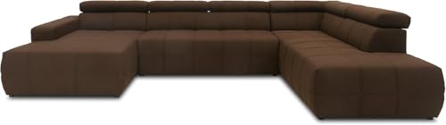 DOMO. collection Sofa Brandon, Wohnlandschaft mit Rückenfunktion und Sitztiefenverstellung Couch in U-Form, Polstergarnitur 359 x 228 x 80 cm (BxTxH), dunkelbraun