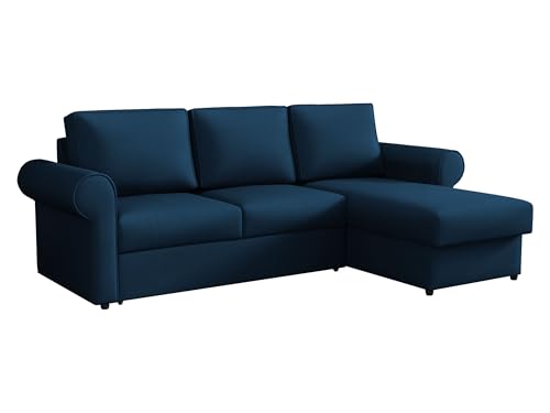 Eckcouch Usero mit Bettkasten und Schlaffunktion, Ecksofa Bettsofa, Polsterecke mit abgerundete Armlehnen, L-Form Sofa, Couch, Schlafcouch, Polsterecke (Kronos 09)