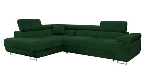 Mirjan24 Ecksofa Torezio mit Bettkasten, Einstellbare Kopfstützen, Sofa mit Schlaffunktion, Eckcouch für Wohnzimmer, Polsterecke, L-Form Couch mit Bettfunktion (Manila 35, Seite: Links)