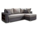 Ecksofa Lord mit Regal und Schlaffunktion - Sofa mit Bettkasten, Schlafsofa, Polsterecke, Couch L-Form, Couchgarnitur, Sofagarnitur (Grau + Grau (Dolaro 04 + Berlin 01), Ecksofa Rechts)