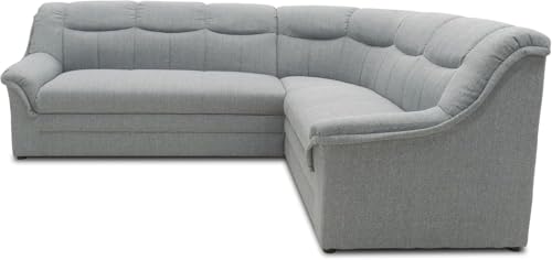 DOMO. collection Ecksofa Berlin, Zeitlose Eckcouch mit hochwertiger Federkern-Polsterung, Sofa in L-Form, Couch 205 x 250 x 89 cm, Silber