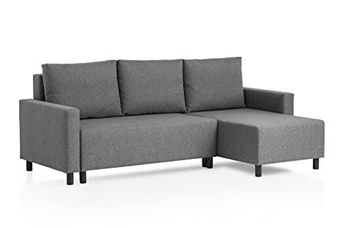 Traumnacht Schlafsofa Avallon, Ecksofa in L-Form mit Schlaffunktion und Stauraum in der Ottomane, produziert nach deutschem Qualitätsstandard, grau, 136 x 224 x 80 cm