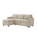 VitaliSpa Sofa L-Form Campina, Schlafsofa mit Bettkasten, Beige, 226 x 163 cm mit Schlaffunktion