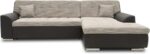 DOMO. collection Ecksofa Treviso, Schlafsofa in L-Form aus Kunstleder und Webstoff, Sofa, Couch mit Schlaffunktion, Eckcouch, Polsterecke, 267 x 178 x 83 cm (BxTxH), grau/schwarz