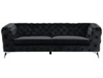 Beliani Klassisches Polstersofa Samtstoff Chesterfield Style schwarz Sotra Beliani Klassisches Polstersofa Samtstoff Chesterfield Style schwarz Sotra