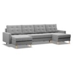 Mebligo - Ecksofa mit Schlaffunktion und Bettkasten Elma, U-Sofa, Sofa U Form (BxTxH) 294 x 140 x 88 cm, Grau (Lux 32)