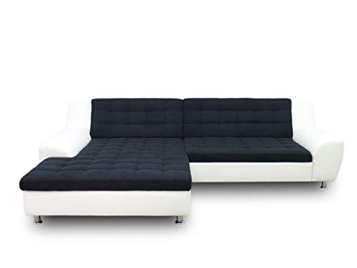 DOMO. collection Ecksofa Morton, Sofa in L-Form, Eckcouch aus Leder mit edlem Microfaser-Polster, Couch, Polsterecke, Kunstleder, 304 x 200 x 84 cm (BxTxH), schwarz/weiß