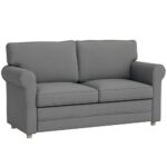 HOMCOM Sofa 2 Sitzer Couch mit Armlehne Dick Gepolstert Doppelsofa Modern Polstersofa mit S-Feder, Leinenoptik, Holzbeine für Schlafzimmer Wohnzimmer, 150 x 74 x 86 cm, Dunkelgrau
