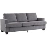 HOMCOM 3-Sitzer Sofa, Couch mit Armlehnen, Loungesofa mit Chenille-Optik, Stahlrahmen, Gepolstert Polstersofa für Wohnzimmer, Schlafzimmer 213 x 82 x 90 cm, Grau