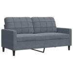 vidaXL Sofa 2-Sitzer, Polstersofa Doppelsofa für Wohnzimmer, Couch Loungesofa Metallgestell, Zweisitzer Samtsofa Sitzmöbel, Modern, Dunkelgrau 140cm Samt