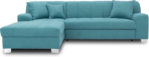 DOMO. collection Ecksofa Capri, Sofa in L-Form mit Schlaffunktion, Couch, Polsterecke, Eckcouch, Schlafsofa 239 x 152 x 75 cm (BxTxH), türkis