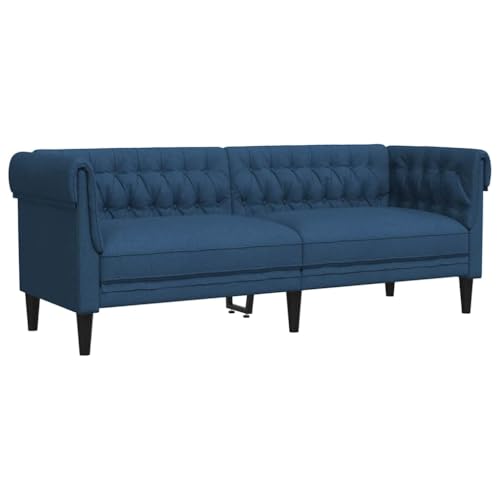 vidaXL Chesterfield Sofa, Polstersofa 3-Sitzer mit Stützbeinen, Loungesofa Designsofa für Wohnzimmer, Couch Wohnzimmersofa, Blau Stoff