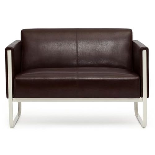 hjh OFFICE Lounge-Sofa 2-Sitzer Aruba Kunstleder Polstersofa Couch modern mit Metallgestell, 111 x 78 x 71 cm, Braun