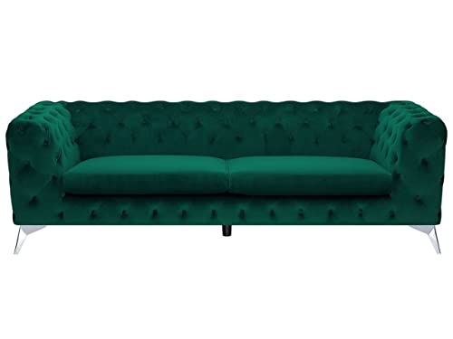 Beliani Klassisches Polstersofa Samtstoff Chesterfield Style grün Sotra