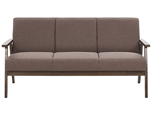Beliani Retro Polstersofa 3-Sitzer braun mit Holzgestell und Federkern Couch Asnes