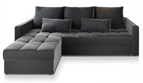 Masseno Ecksofa KOS PIK mit Schlaffunktion L-Form, Sofa mit Bettkasten, Wohnzimmersofa, Couch, Soffa, Bettsofa, Couchgarnitur- Grau, Paros 06