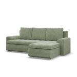 Mebligo - Ecksofa mit Schlaffunktion und 2 Bettkasten Cord - Grün 230x89x159 (BxHxT) FORESTA - Rechts Eckcouch, Sofas & Couches, Couch L Form, Cauchsofa, Sofa Wohnzimmer