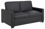 AC Design Furniture Maika Bettcouch in Schwarzem Kunstleder, 2-Sitzer Sofa mit Schlaffunktion und Armlehnen, Verstellbare Rückenlehne, Polstersofa mit Schwarzen Holzbeinen, B: 153 x H: 84 x T: 98 cm