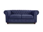 Sofa Chesterfield Asti 2-Sitzer, Couchgarnitur 2-er, Sofagarnitur, Couch mit Holzfüße, Polstersofa - Glamour Design (Blau (Capri 89))