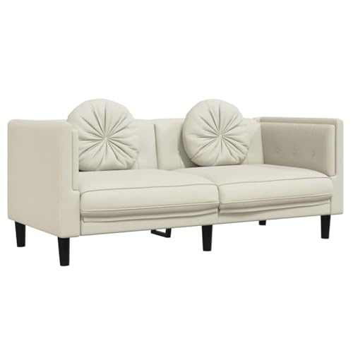 vidaXL Sofa, Polstersofa mit Kissen 2-Sitzer, Zweisitzer Loungesofa Designsofa für Wohnzimmer, Couch Wohnzimmersofa, Modern, Creme Samt