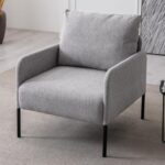 Ya-Home Sofa 1 sitzer Stoffsofa Leinen Einzelsofa mit Armlehnen modernes Polstersofa mit Metallbeinen mini Couch für Wohnzimmer/Schlafzimmer/Büro, Grau